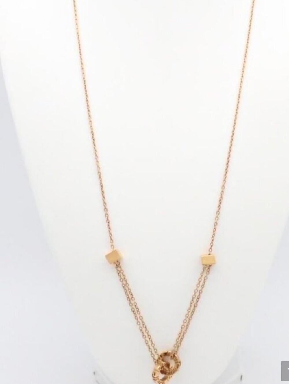 Versace Gold Tone Double Chain Knot Pendant Necklace NIB